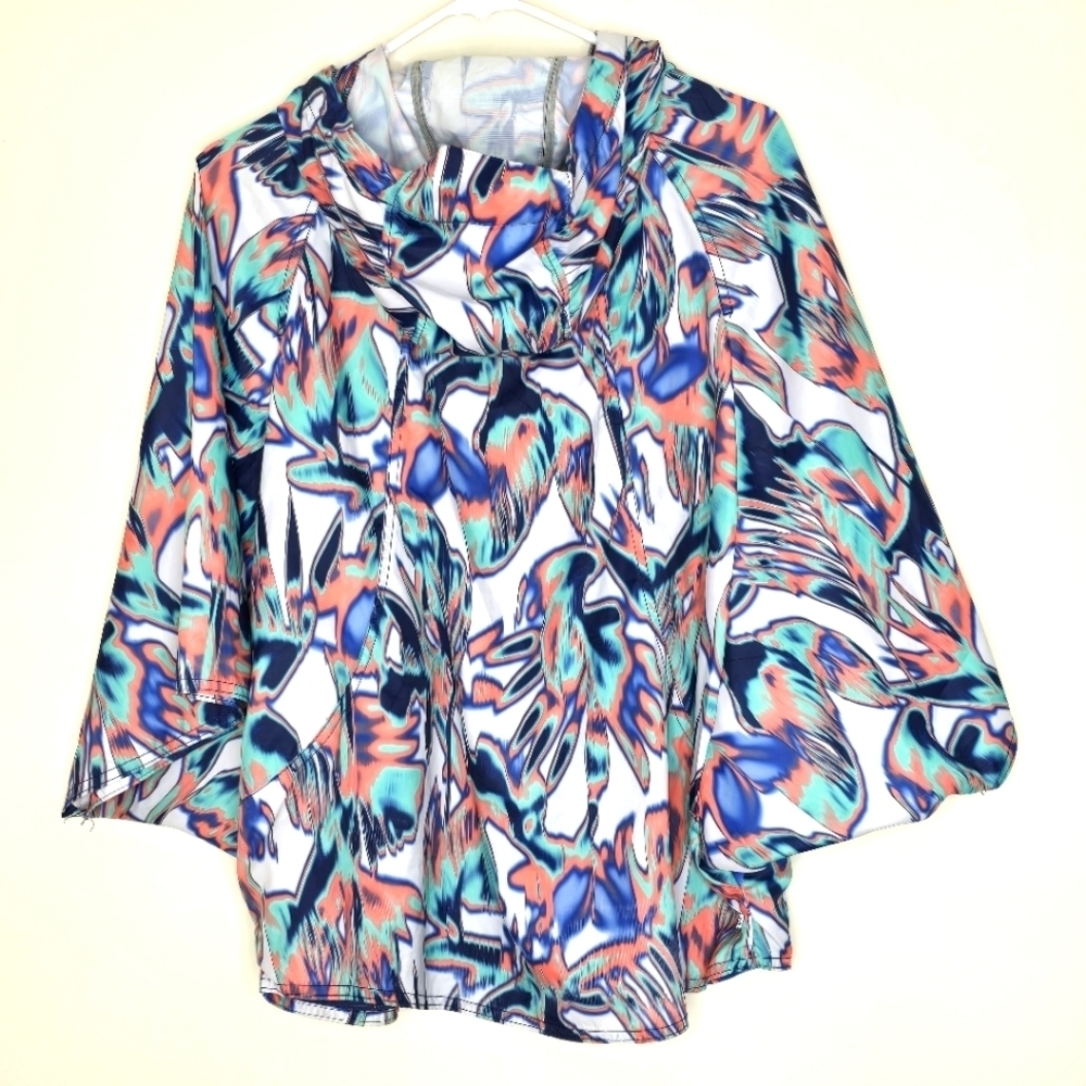 Bench Women's Hooded Poncho Jacket - Abstract Print Size M - Picture 5 of 10